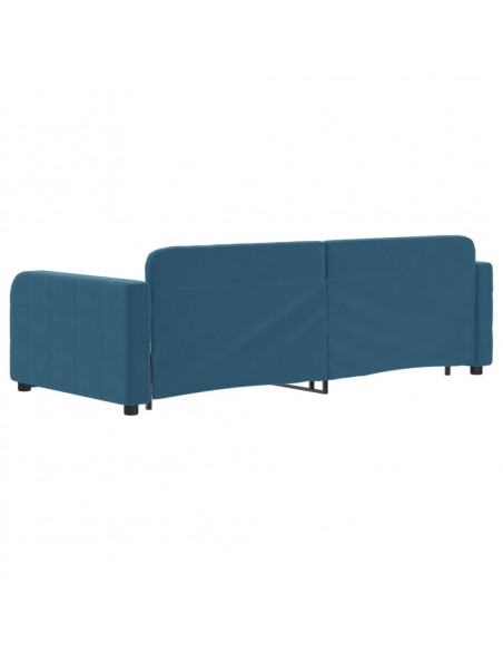 Divano Letto con Letto Estraibile Blu 90x200 cm in Velluto