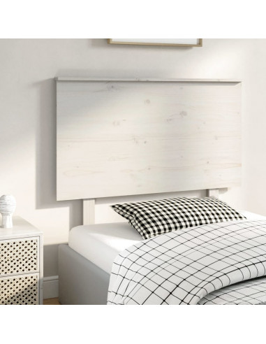 Testiera per Letto Bianca 94x6x82,5cm in Legno Massello di Pino
