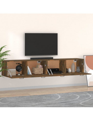 Mobili Parete 2 pz Rovere Fumo 100x36,5x35 cm Legno Multistrato