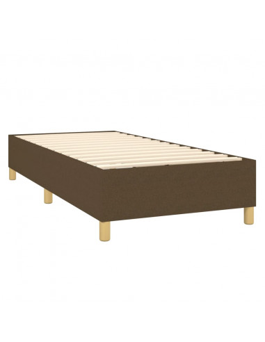 Letto a Molle Materasso e LED Marrone Scuro 80x200cm in Tessuto