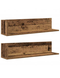 Mensole da Parete 2pz Legno Vecchio 75x16,5x16,5 cm Truciolato 2