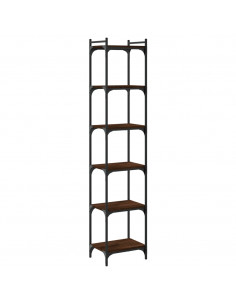 Libreria 6 Ripiani Rovere Marrone 40x30x188cm Legno Multistrato 2