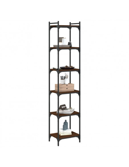 Libreria 6 Ripiani Rovere Marrone 40x30x188cm Legno Multistrato