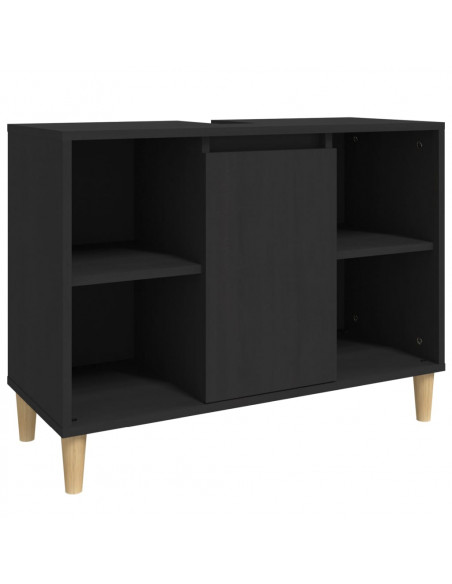 Set Mobili da Bagno 3 pz Nero in Legno Multistrato
