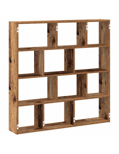Mensola a Muro a Cubo 12 Scomparti in Truciolato Legno Antico