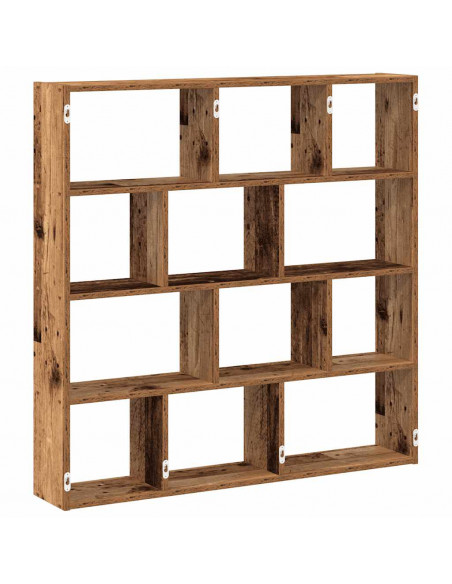Mensola a Muro a Cubo 12 Scomparti in Truciolato Legno Antico