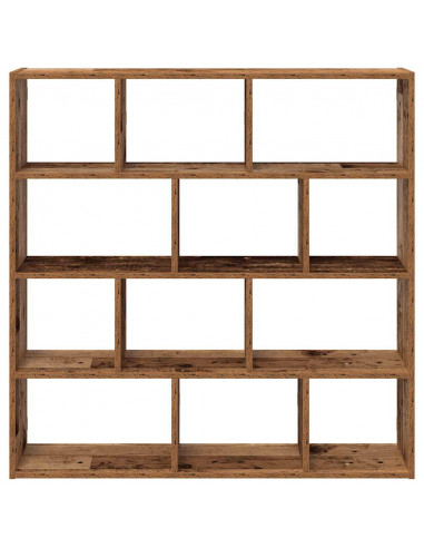 Mensola a Muro a Cubo 12 Scomparti in Truciolato Legno Antico