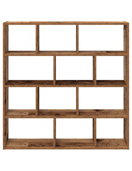Mensola a Muro a Cubo 12 Scomparti in Truciolato Legno Antico
