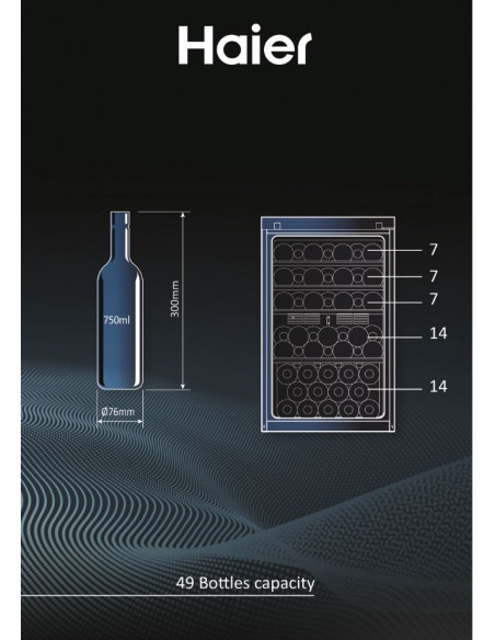Haier Wine Bank 50 Serie 5 HWS49GA Cantinetta vino con compressore Libera installazione Nero 49 bottiglia/bottiglie