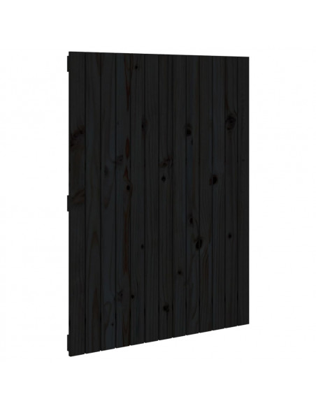 Testiera da Parete Nera 82,5x3x110 cm in Legno Massello di Pino