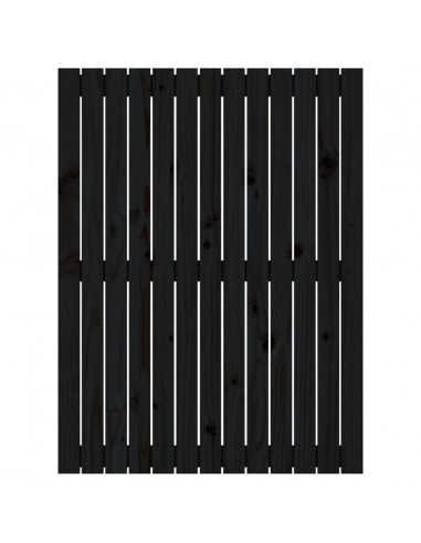 Testiera da Parete Nera 82,5x3x110 cm in Legno Massello di Pino