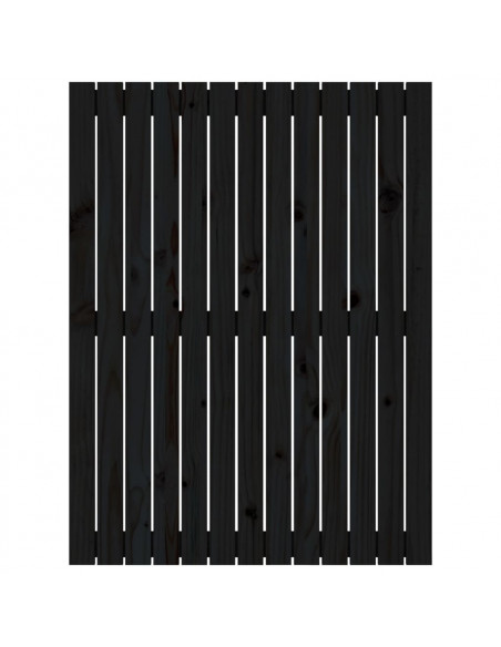 Testiera da Parete Nera 82,5x3x110 cm in Legno Massello di Pino