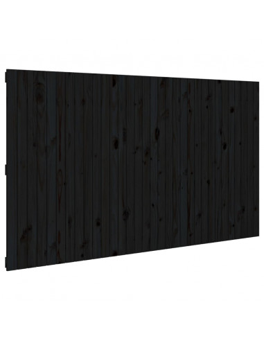 Testiera da Parete Nera 204x3x110 cm in Legno Massello di Pino