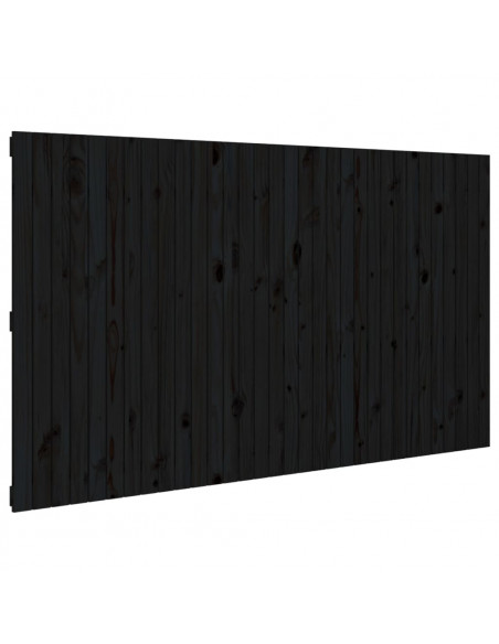 Testiera da Parete Nera 204x3x110 cm in Legno Massello di Pino
