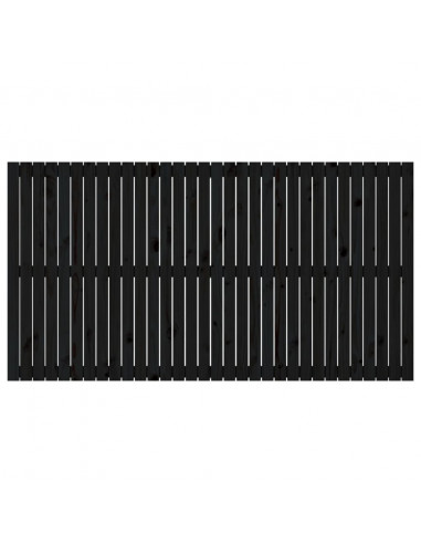 Testiera da Parete Nera 204x3x110 cm in Legno Massello di Pino