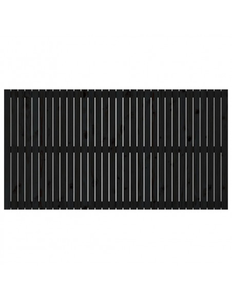 Testiera da Parete Nera 204x3x110 cm in Legno Massello di Pino