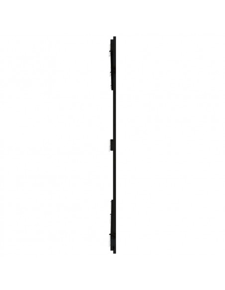 Testiera da Parete Nera 204x3x110 cm in Legno Massello di Pino