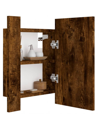 Mobile Bagno Specchio LED Rovere Fumo 40x12x45cm Multistrato