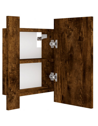 Mobile Bagno Specchio LED Rovere Fumo 40x12x45cm Multistrato