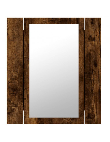 Mobile Bagno Specchio LED Rovere Fumo 40x12x45cm Multistrato