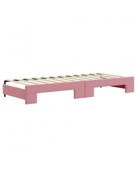 Divano Letto Estraibile con Cassetti Rosa 80x200 cm Velluto