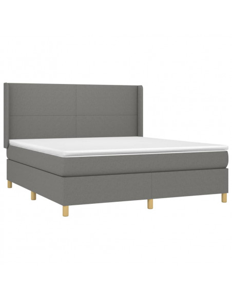 Letto a Molle Materasso e LED Grigio Scuro 180x200cm in Tessuto
