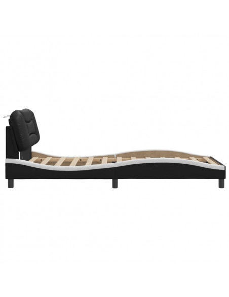 Giroletto con Luci LED Nero e Bianco 100x200 cm in Similpelle
