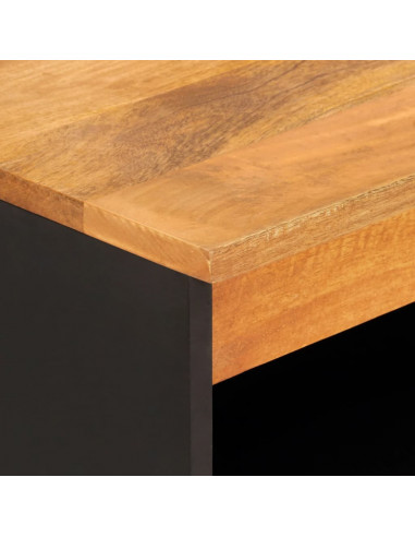 Mobiletto Marrone e Nero 60x33,5x75 cm Legno Massello di Mango