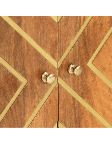 Mobiletto Marrone e Nero 60x33,5x75 cm Legno Massello di Mango