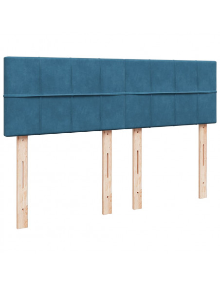 Giroletto a Molle con Materasso Blu Scuro 140x200 cm in Velluto