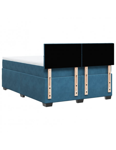 Giroletto a Molle con Materasso Blu Scuro 140x200 cm in Velluto