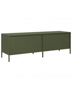 Mobile TV Verde Oliva 135x39x43,5cm Acciaio Laminato a Freddo 2