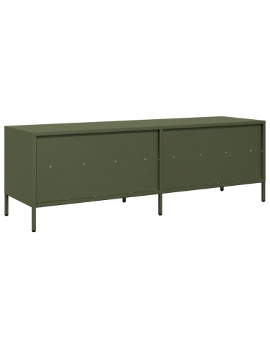 Mobile TV Verde Oliva 135x39x43,5cm Acciaio Laminato a Freddo