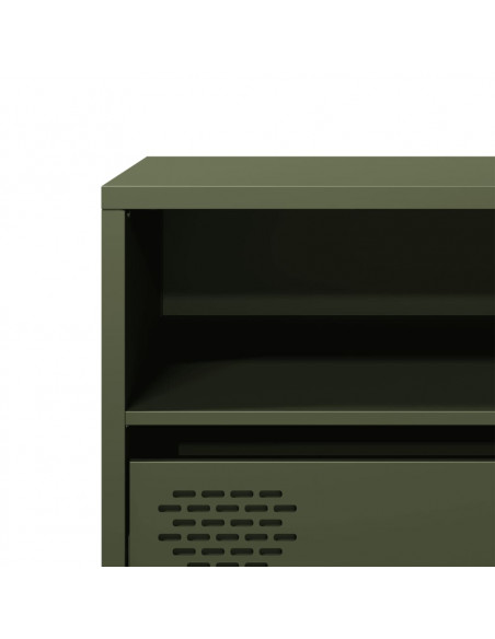 Mobile TV Verde Oliva 135x39x43,5cm Acciaio Laminato a Freddo