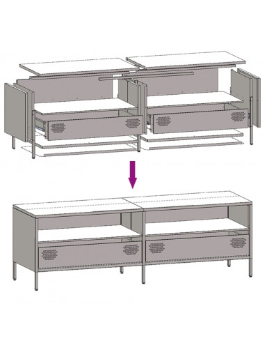 Mobile TV Verde Oliva 135x39x43,5cm Acciaio Laminato a Freddo