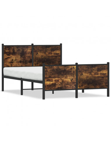 Giroletto con Testiera e Pediera Metallo Rovere Fumo 120x190 cm