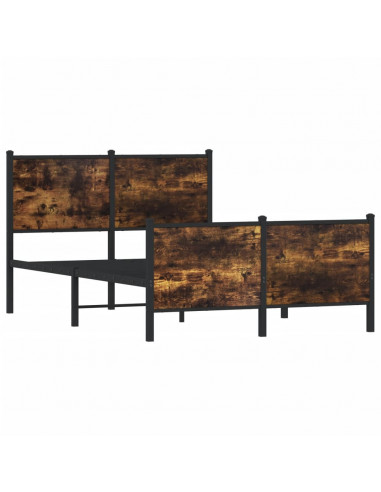 Giroletto con Testiera e Pediera Metallo Rovere Fumo 120x190 cm