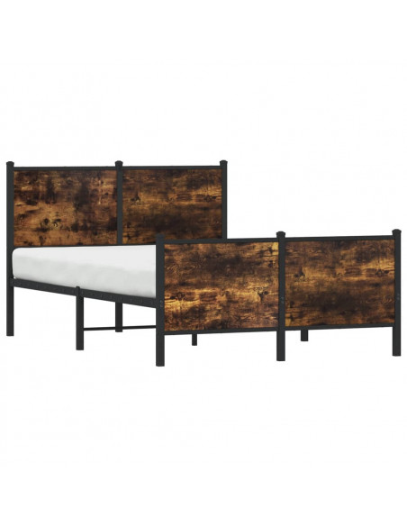 Giroletto con Testiera e Pediera Metallo Rovere Fumo 120x190 cm