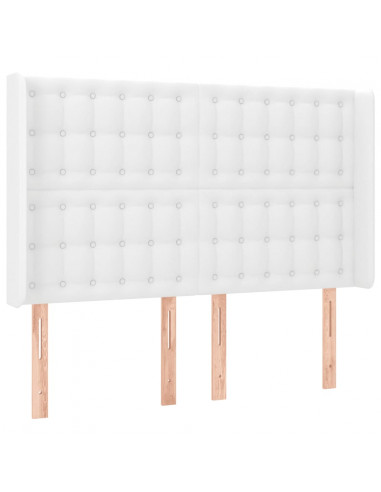 Testiera a LED Bianco 147x16x118/128 cm in Similpelle