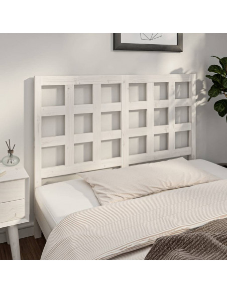 Testiera per Letto Bianca 125,5x4x100 cm Legno Massello di Pino