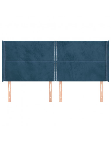 Testiera ad Orecchio Blu Scuro 203x23x118/128 cm in Velluto