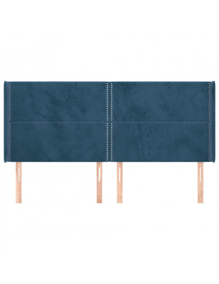 Testiera ad Orecchio Blu Scuro 203x23x118/128 cm in Velluto