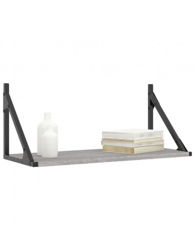 Mensole Parete 2pz Grigio Sonoma 60x25x25,5cm Legno Multistrato