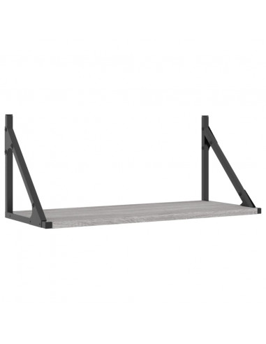 Mensole Parete 2pz Grigio Sonoma 60x25x25,5cm Legno Multistrato