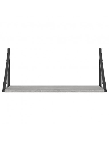 Mensole Parete 2pz Grigio Sonoma 60x25x25,5cm Legno Multistrato