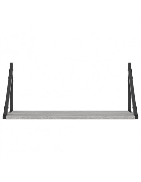Mensole Parete 2pz Grigio Sonoma 60x25x25,5cm Legno Multistrato