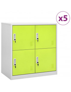 Armadietti Chiavi 5pz Grigio Chiaro Verde 90x45x92,5cm Acciaio 2