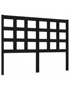 Testiera per Letto Nera 125,5x4x100cm in Legno Massello di Pino 2