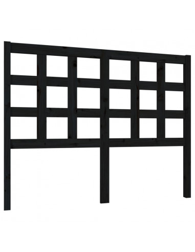 Testiera per Letto Nera 125,5x4x100cm in Legno Massello di Pino