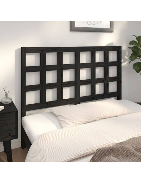 Testiera per Letto Nera 125,5x4x100cm in Legno Massello di Pino